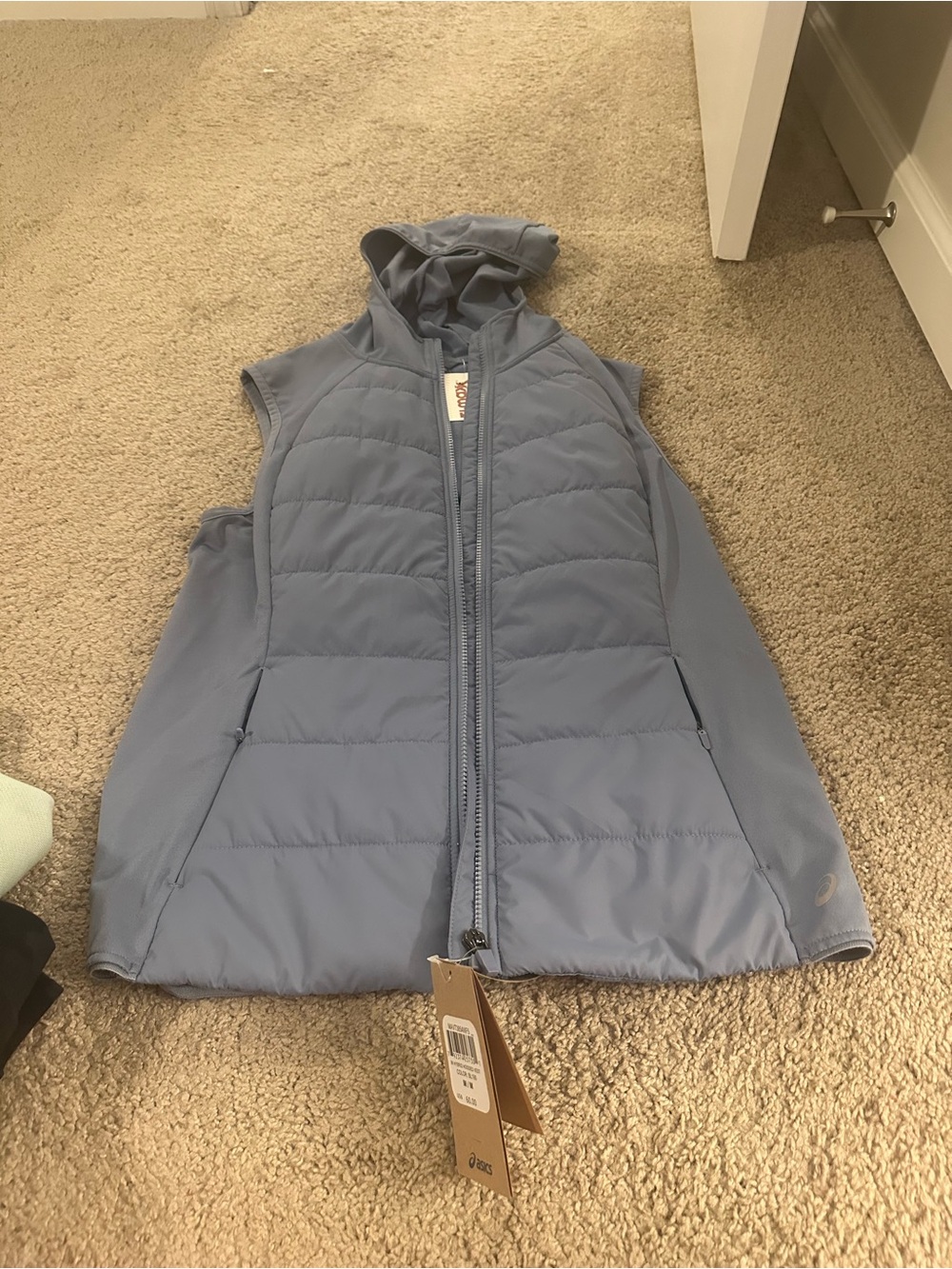 Asics Dusty Blue Hooded Puffer Vest
